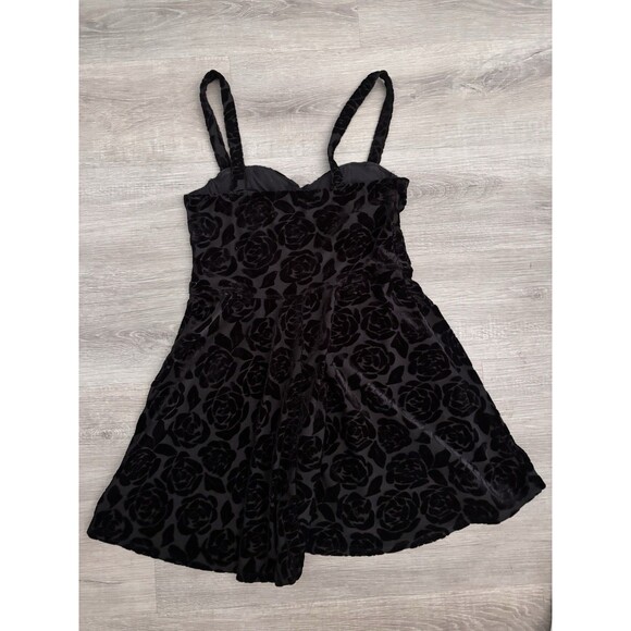 abercrombie fitch Burnout Velvet Rose Floral Black Mini Dress Whimsigoth Witchy - Picture 3 of 8